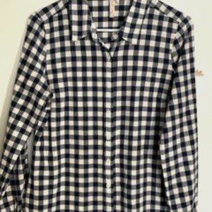 Red Camel Women's Blue and White Gingham Check Long Sleeve Button Down Top Sz M